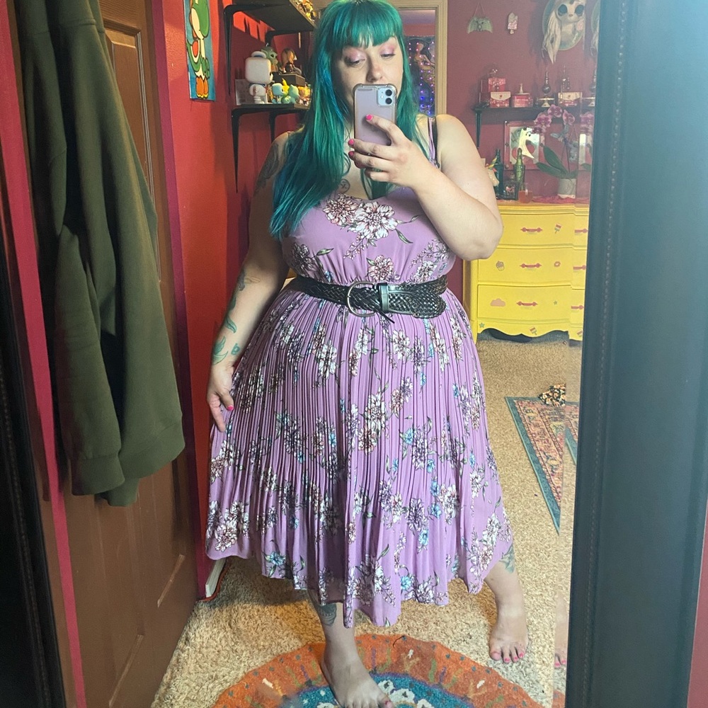Torrid purple floral chiffon midi dress